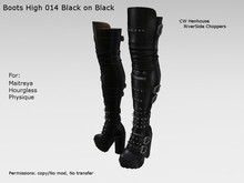 [CW] -Boots High 014 Black on Black-BOX