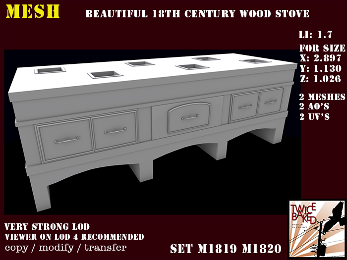 "TB" BV 18th century wood stove M1819 M1820