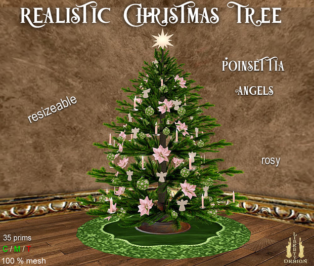 Realistic Christmas Tree Poinsettia "Angels"  rosy  V4 (box)