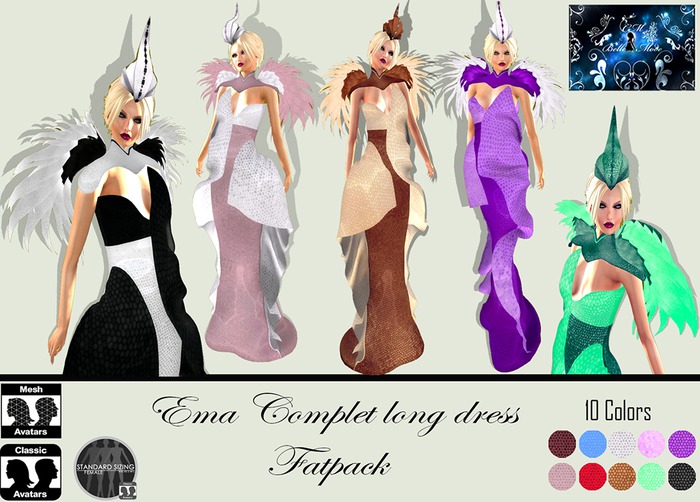 Second Life Marketplace Belle Mode Ema Complet long dress (blue) (Boxed)