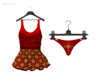 ** Harmonia Red Gold Elana Babydoll Outfit -  Maitreya Christmas Snowflakes Lingerie