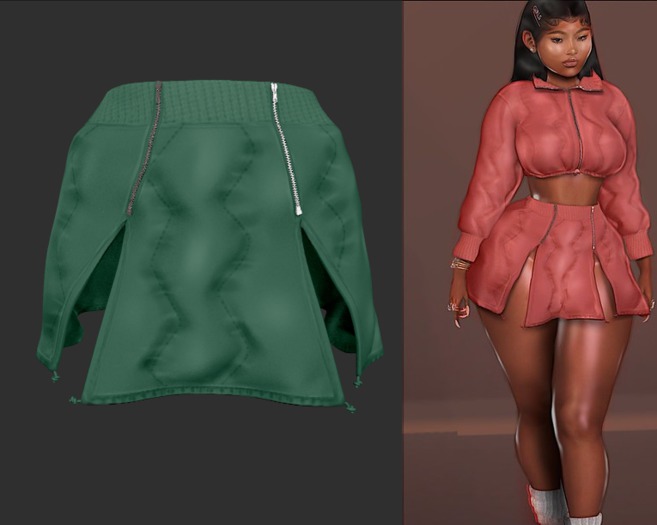 Jourda x Chun Li Bomber Skirt Forest
