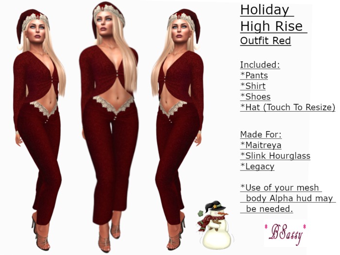 *BSASSY* *Holiday Special* HIGH RISE OUTFIT RED