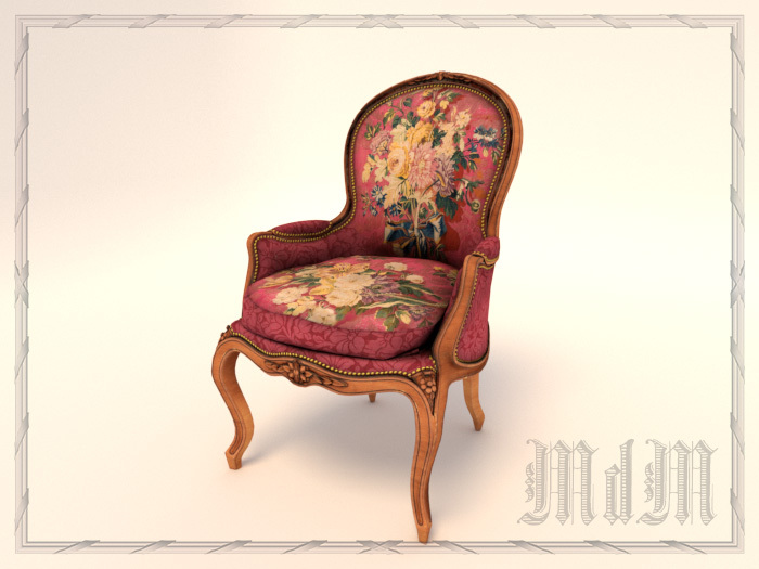 Louis XV Bergere en cabriolet - Fleurs de Boucher