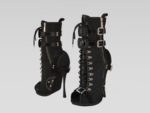 [CW] -Open toe Short Boot WG020 Black Sliver-BOX