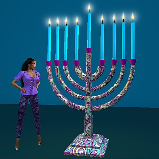 Menorah - Purple Paisleys - Dragonfly Furnishings