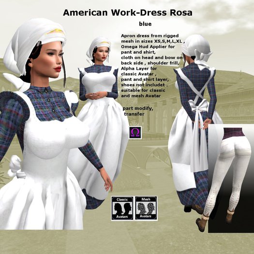 RP-Chic American blue work-dress Rosa