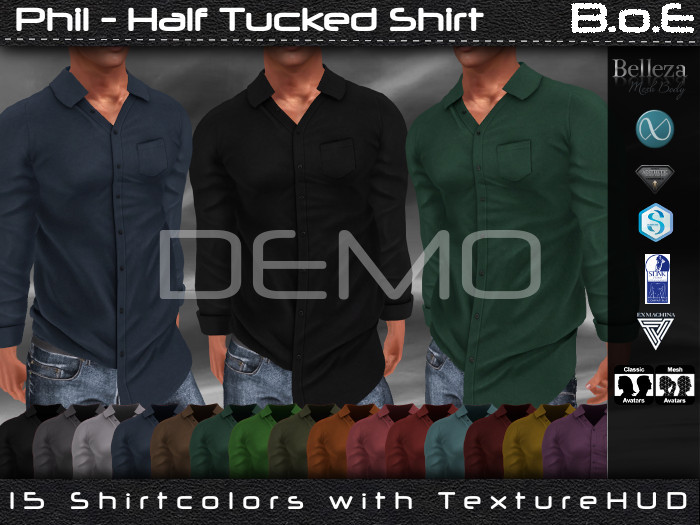 B.o.E - DEMO - Phil Half Tucked Shirt -SLINK, signature, belleza, exmachina