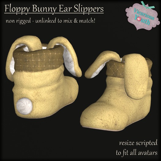 {V*Y} Floppy Bunny Ear Slipper - Plush Yellow