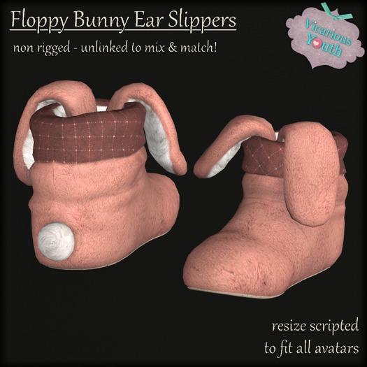 {V*Y} Floppy Bunny Ear Slipper - Plush Orange
