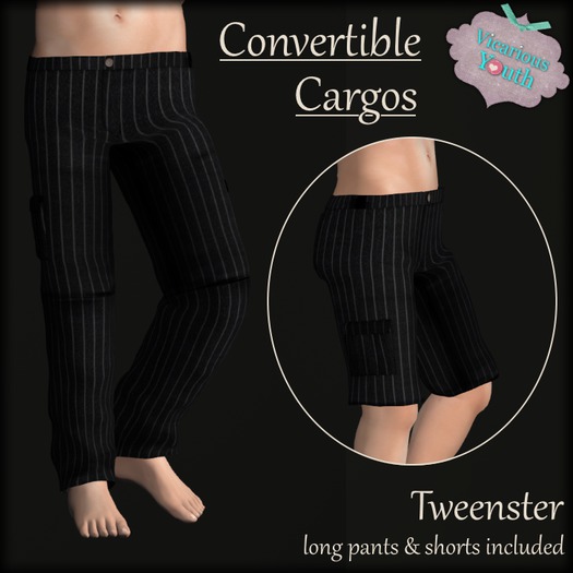 {V*Y} Convertible Cargos - Black Pinstripe