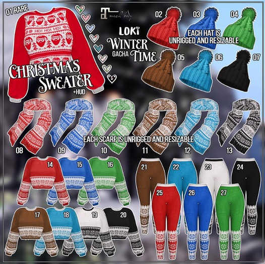 01.Loki - Winter Time GACHA - Christmas Sweater + HUD - RARE