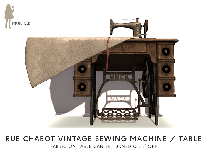 Muniick Rue Chabot Antique Sewing Machine and Table