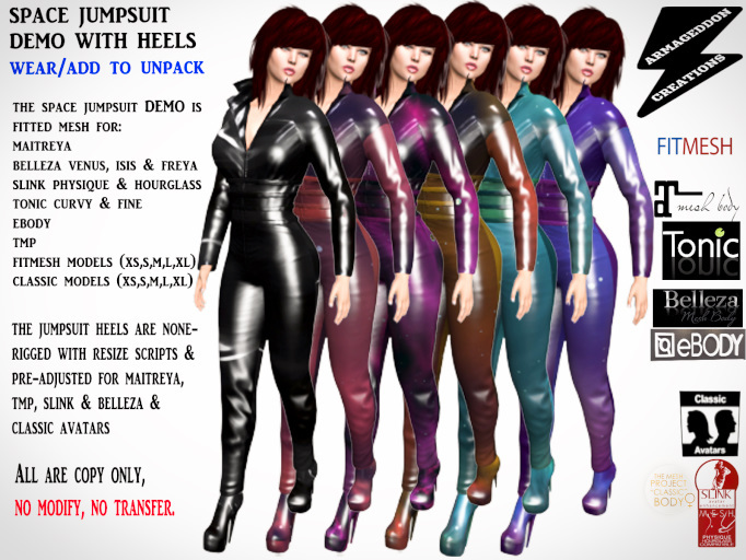 SPACE JUMPSUIT DEMO WITH HEELS FEMALE