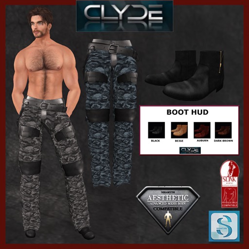 Leather Belted Camo Cargo Pants with Boots