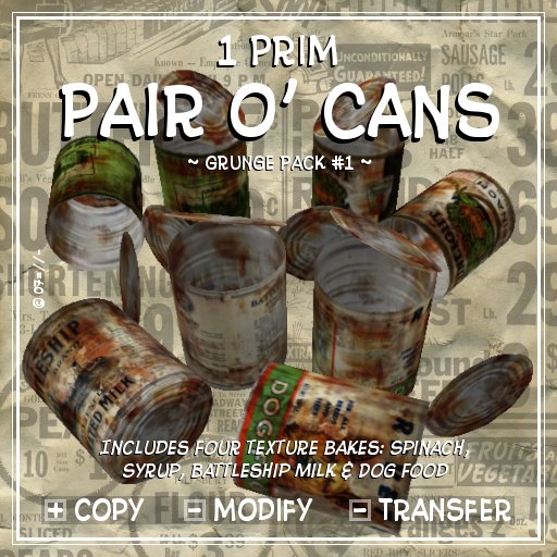 !:P:! * 1 Prim: Pair o' Cans ~ Grunge Pack #1