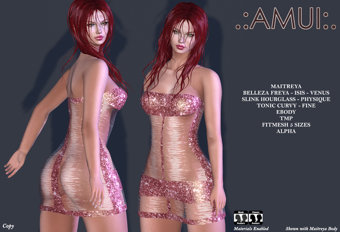 PROMO ! .:AMUI:. "Erin" Dress - Red {Maitreya Belleza Slink}
