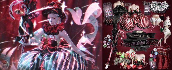Insomnia Angel . xmas candies - clown neck ruffle RARE