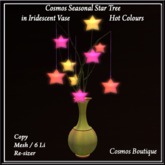 Cosmos Seasonal Star Tree in Iridescent Vase Hot Colours (BOX)