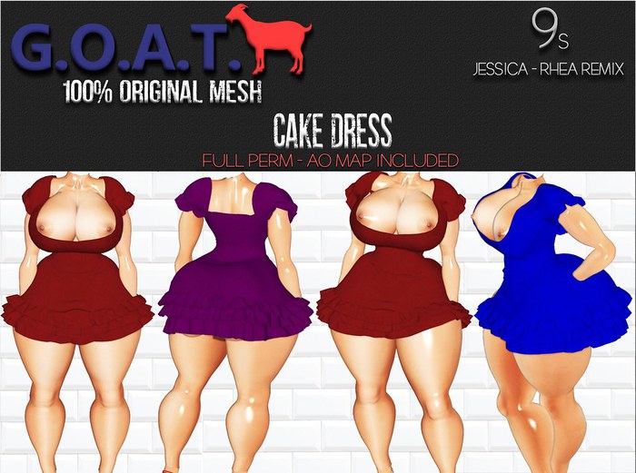 G.O.A.T. 9s JESSICA & RHEA CAKE DRESS FULL PERM DEMO