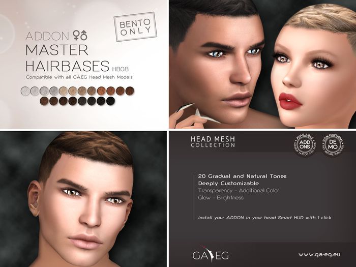 [GA.EG] Mesh Heads Addon - HB08 Master Hairbases