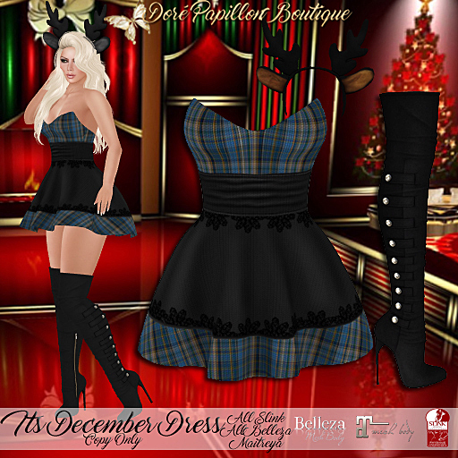 DPB Its December Dress - Black & Navy