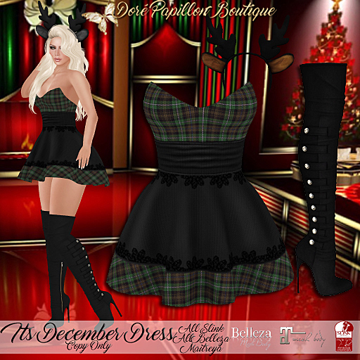 DPB Its December Dress - Black & Olive