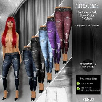 Second Life Marketplace - Venus: Ripped Jeans Pack