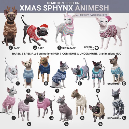 SEmotion Libellune Xmas Sphynx Animesh #1 RARE