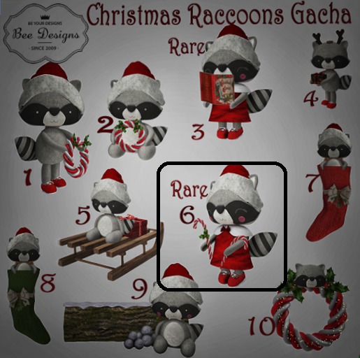 Bee Designs Christmas Raccoons Gacha 4