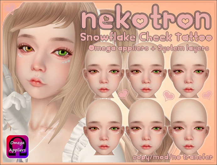 [Nekotron] Snowflake Cheek Tattoo (Omega + System Appliers)
