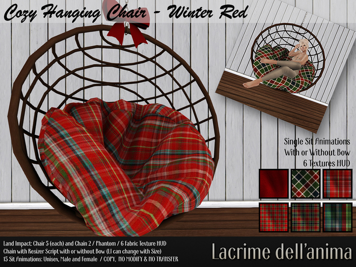 Cozy Hanging Chair - Winter Red