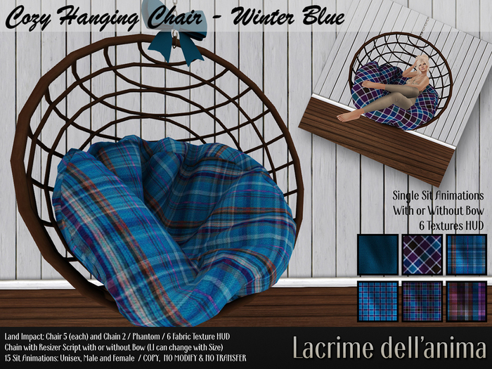 Cozy Hanging Chair - Winter Blue