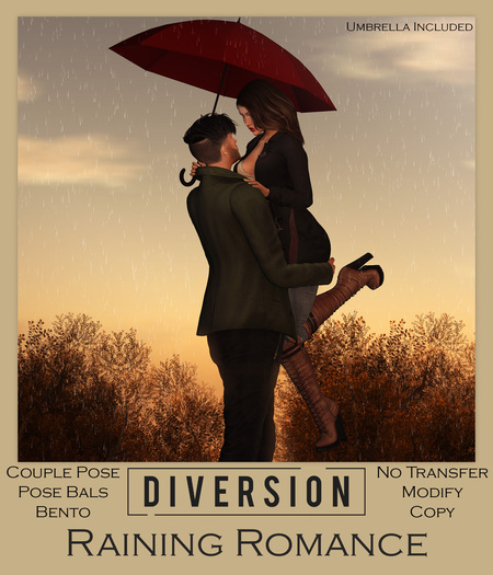 Diversion - Raining Romance - Couple Pose (Wear To Unpack)