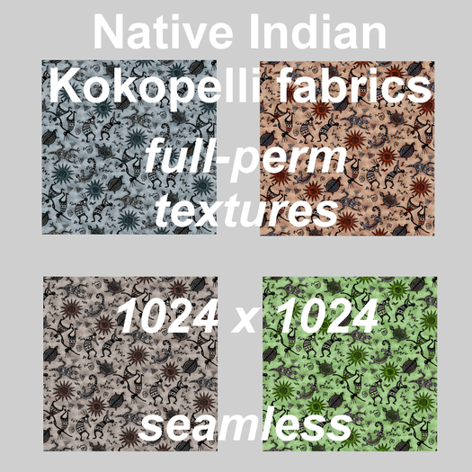 Native Indian Kokopelli fabrics - textures