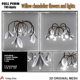 Full Perm Willow chandelier flowers and lights 