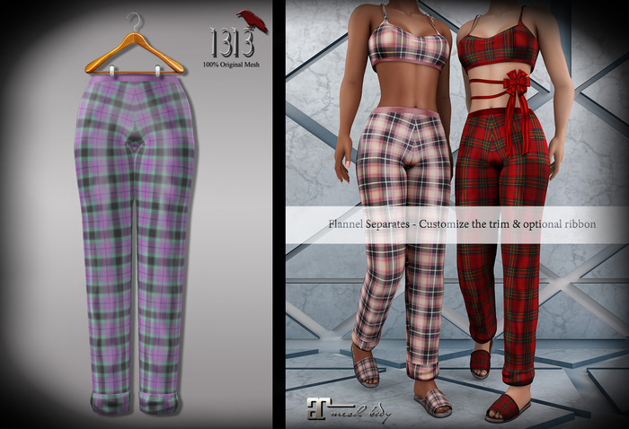 (*<*) 1313 Flannels Pants - Lilac & Lime Plaid