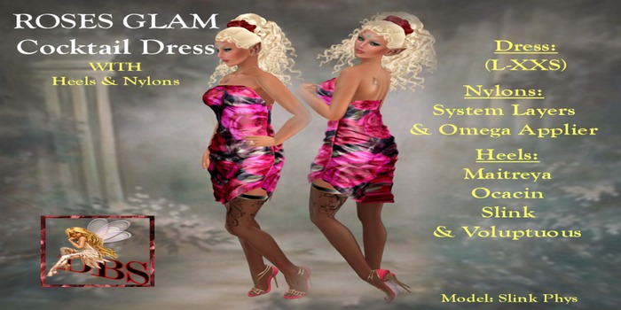 *DBS* Ladies Dress - Roses Glam Cocktail