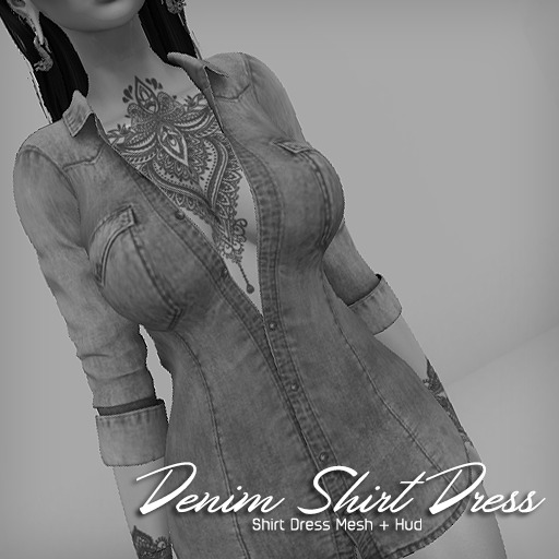 Second Life Marketplace - .E. Denim Shirt Dress [DEMO]