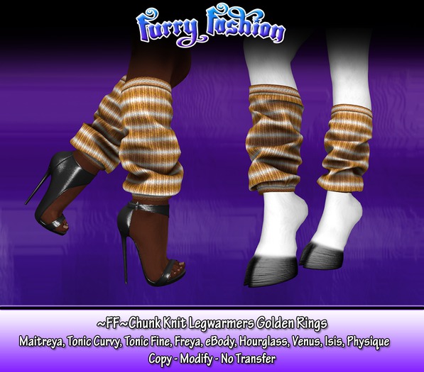~FF~ Chunk Knit Legwarmers Golden Rings