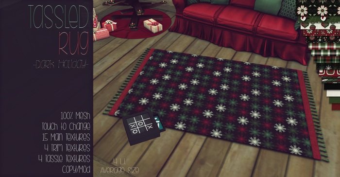 [QE Home] Tassled Rug -Dark Holiday-