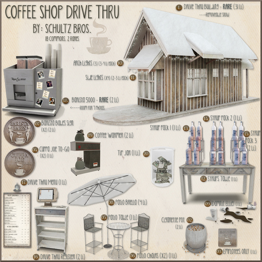 Schultz Bros. 01. Drive Thru Building RARE+Barista+lights