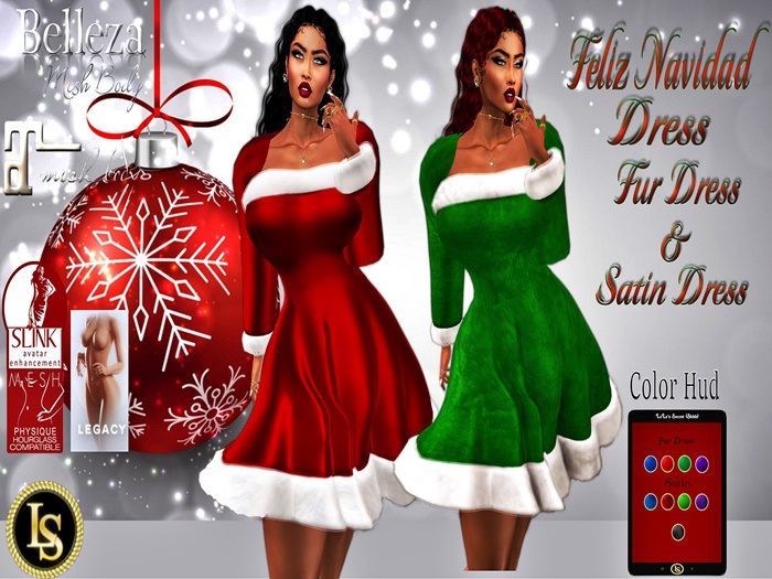 .~LS~FELIZ NAVIDAD DRESS FUR  {ADD TO UNPACK}