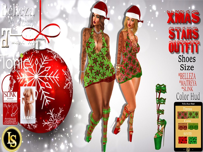 ~LS~XMAS STARS OUTFIT W/ BOOTS HUD {ADD TO UNPACK}