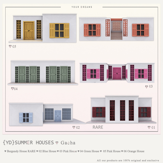 {YD}Summer houses - Burgundy House RARE