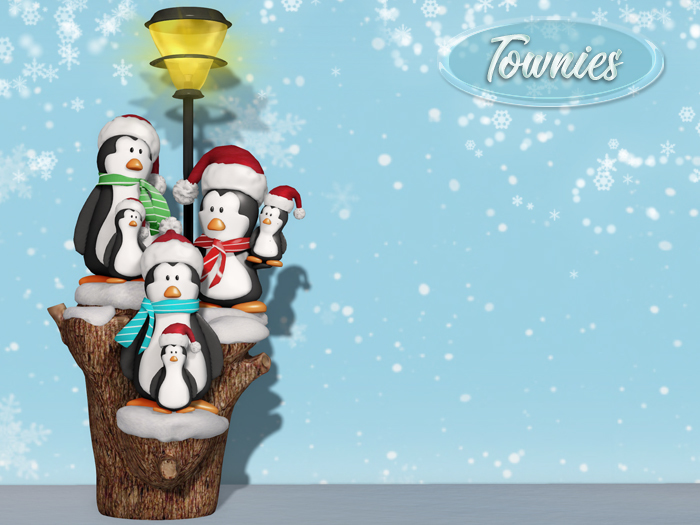 Townies Winter Christmas Penguins Lampost Decor