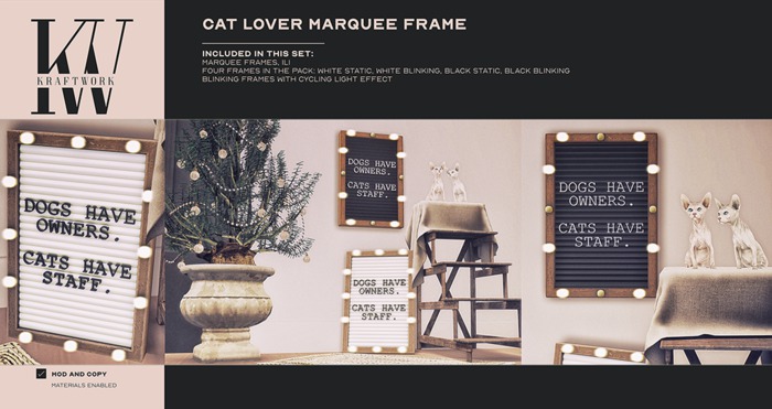 KraftWork Cat Lover Marquee Frame (add me)