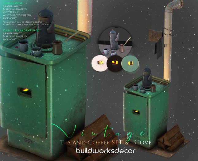 buildworksdecor ~ Vintage Stove Green / Boxed