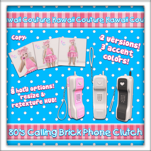 Kawaii Couture 80's Calling Clutch Purse White