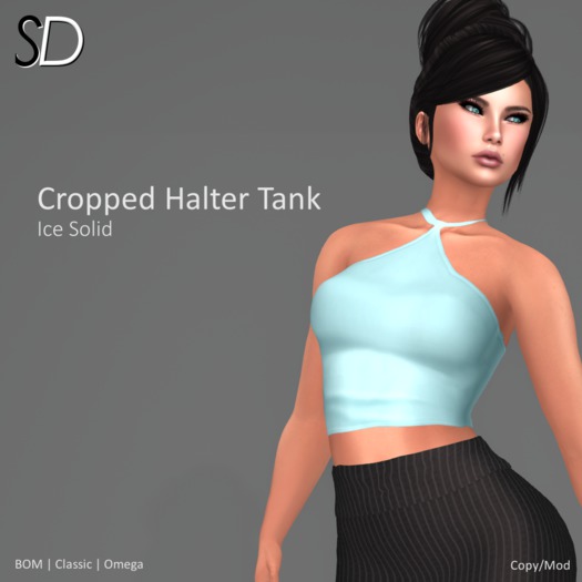 S/D Cropped Halter Tank in Ice Solid (BOM, Classic, Omega)